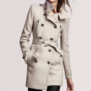 Burberry Brit Wool Trench Coat, Size 8